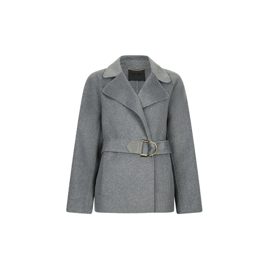 Cappotto Donna in lana con cintura Grigio
