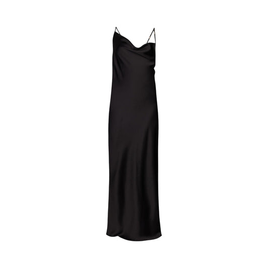 Abito Donna lungo elegante in raso nero