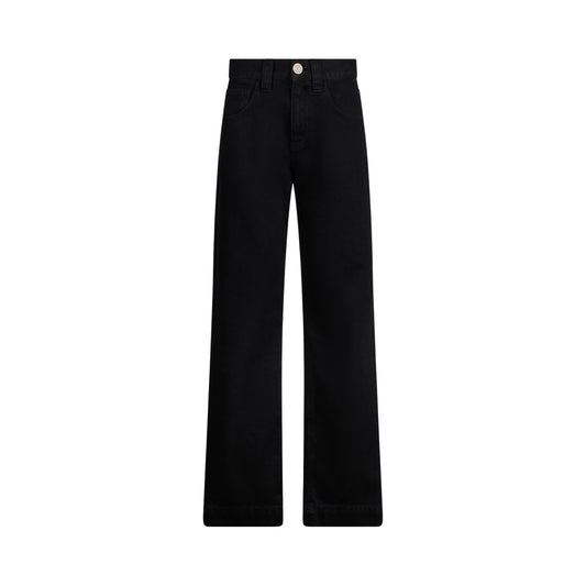 Jeans Donna straight nero con perle gioiello