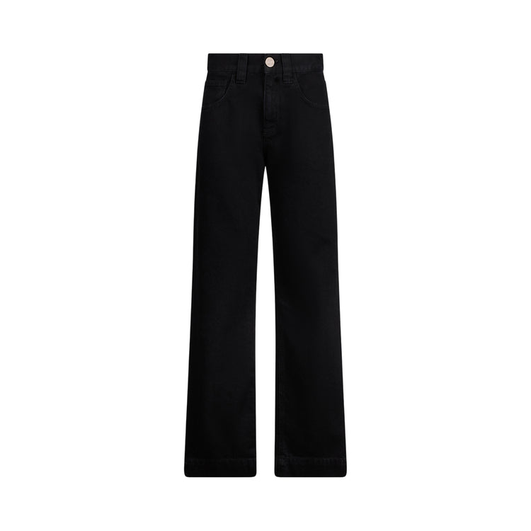 Jeans Donna straight nero con perle gioiello