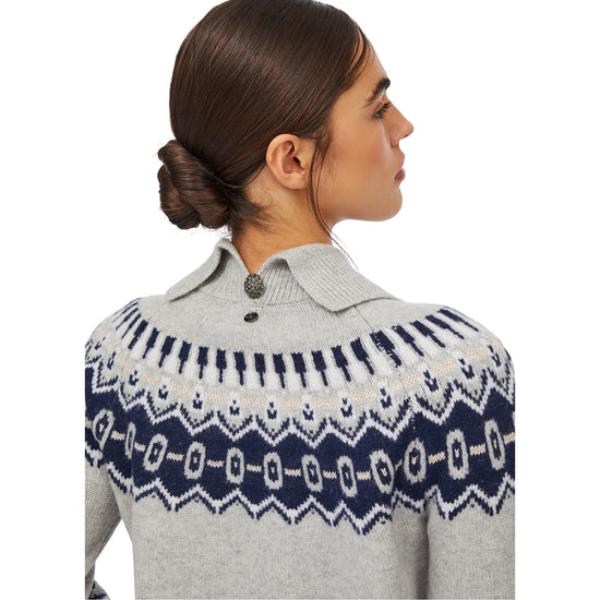 Maglione Donna cropped con motivo jacquard dettaglio retro