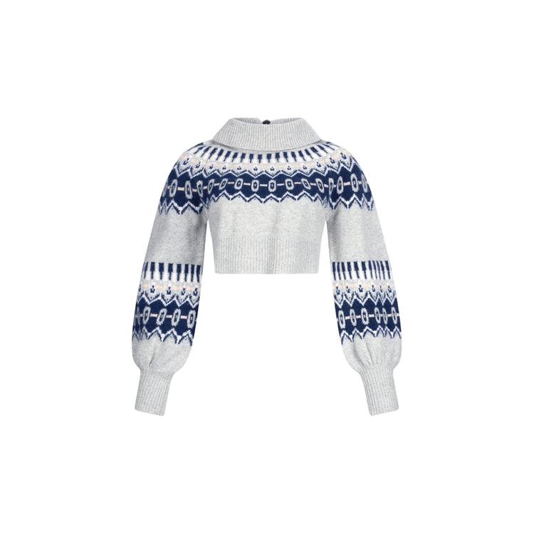 Maglione Donna cropped con motivo jacquard