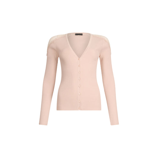 Maglia Donna con bottoni e pizzo Rosa