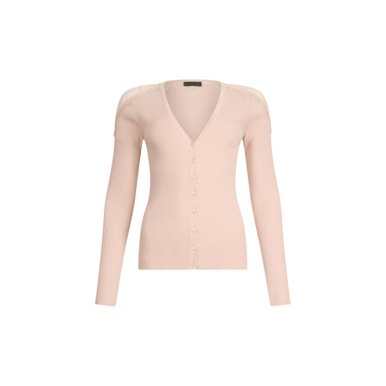 Maglia Donna con bottoni e pizzo Rosa