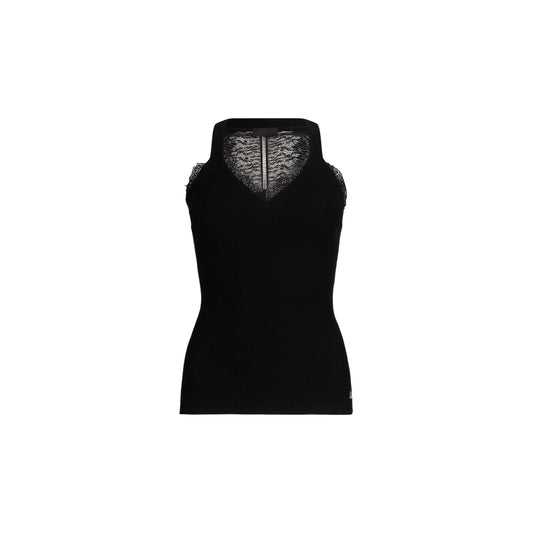 Top Donna con dettagli in pizzo Nero