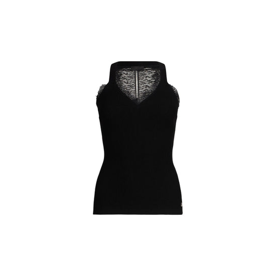 Top Donna con dettagli in pizzo Nero