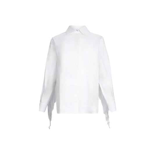 Camicia Donna in popeline con frange Bianco