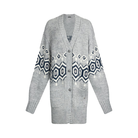 Cardigan Donna lungo con bottoni gioiello