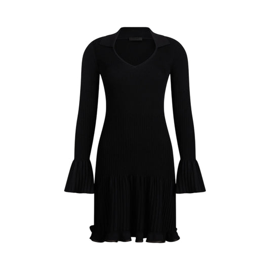 Abito corto Donna in maglia a costine Nero