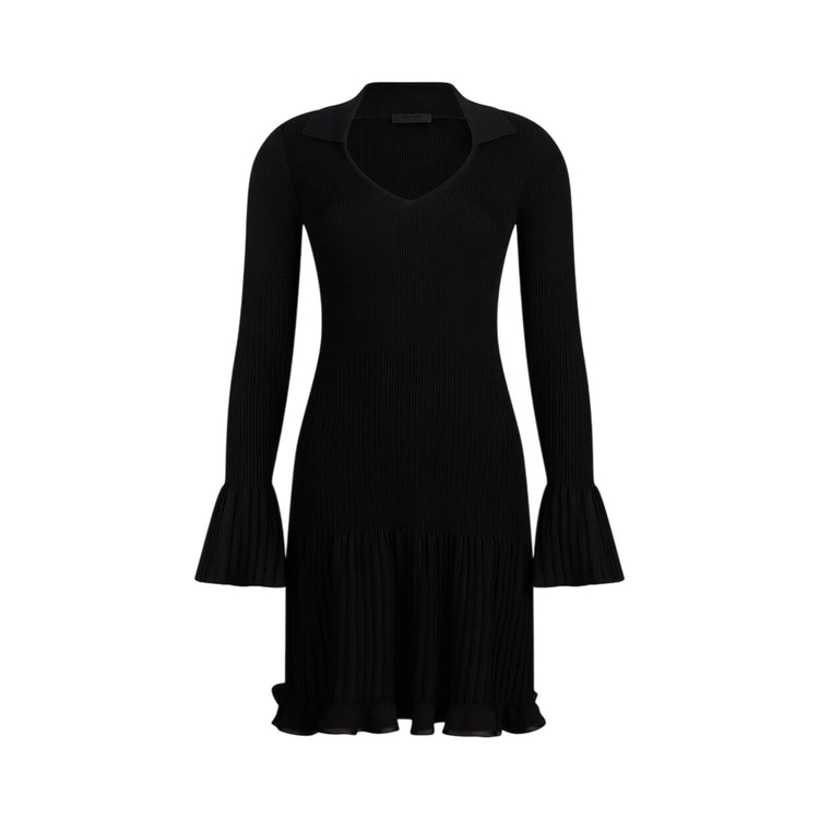 Abito corto Donna in maglia a costine Nero