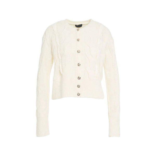 Cardigan Donna in lana a trecce Bianco