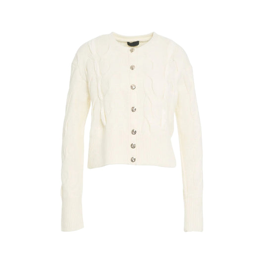 Cardigan Donna in lana a trecce Bianco