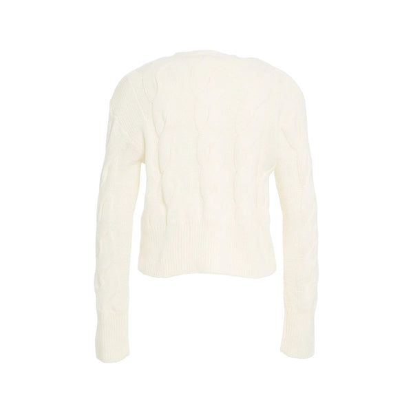 Cardigan Donna in lana a trecce Bianco retro
