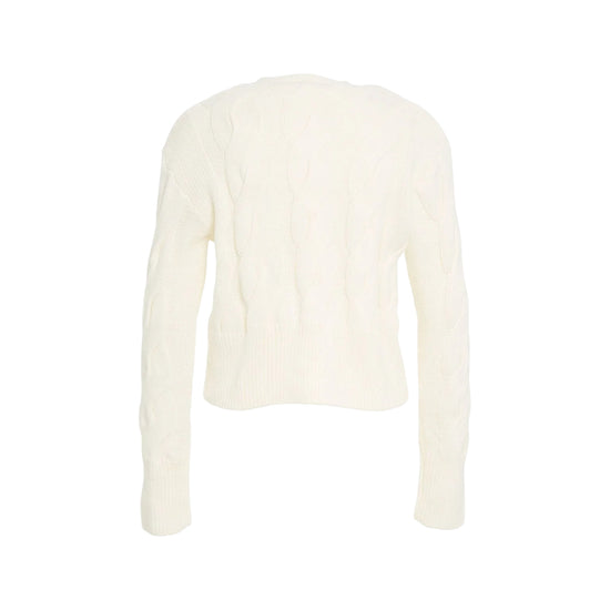 Cardigan Donna in lana a trecce Bianco retro