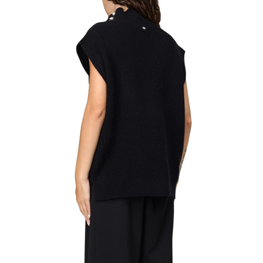 Maglia Donna con maniche ad aletta Nero modella retro