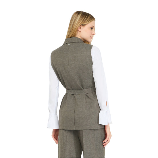 Gilet Donna chevron con cintura modella retro