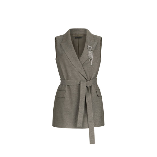 Gilet Donna chevron con cintura