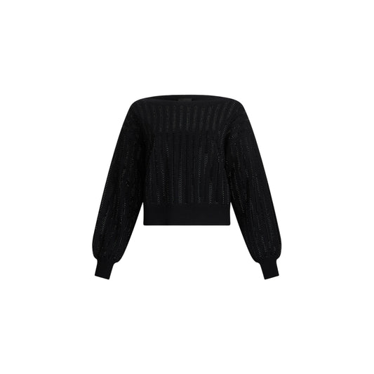 Maglia Donna con strass applicati Nero