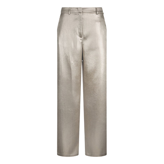 Pantaloni Donna in crêpe laminato oro