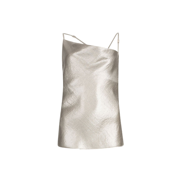 Top Donna in crepe laminato oro