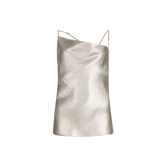Top Donna in crepe laminato oro