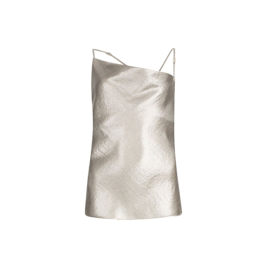 Top Donna in crepe laminato oro