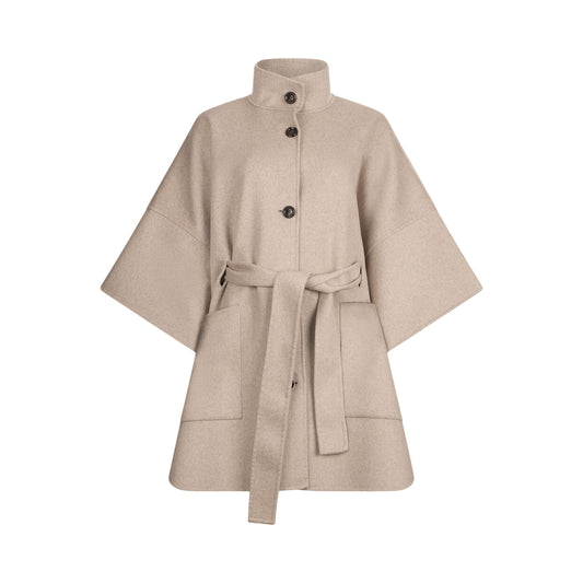 Cappotto Donna in lana con maniche a kimono Beige