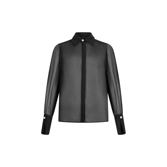 Camicia Donna in georgette nero con dettagli perle