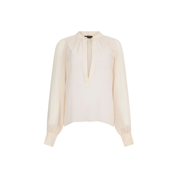 Blusa Donna con collo alla coreana e motivo a V
