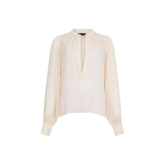 Blusa Donna con collo alla coreana e motivo a V