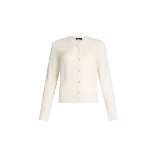 Cardigan Donna con lavorazione punto pizzo Bianco