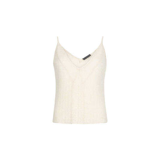Top Donna in maglia misto lana e alpaca Bianco