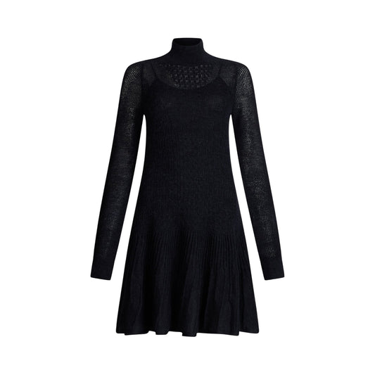 Abito midi Donna in lana e alpaca Nero