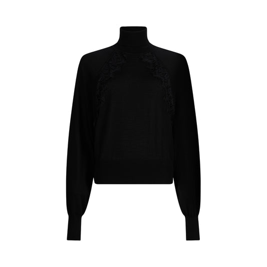 Dolcevita Donna in lana con pizzo Nero