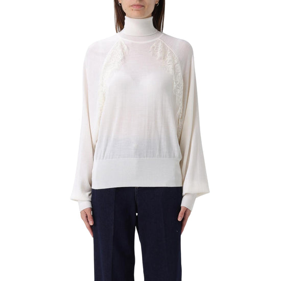 Dolcevita Donna in lana con pizzo Bianco