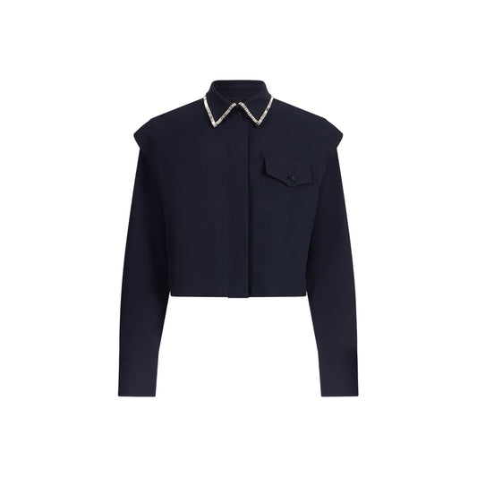 Camicia Donna con colletto con strass in colore blu scuro