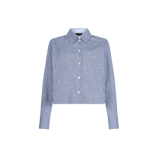 Camicia Donna in popeline con strass Blu