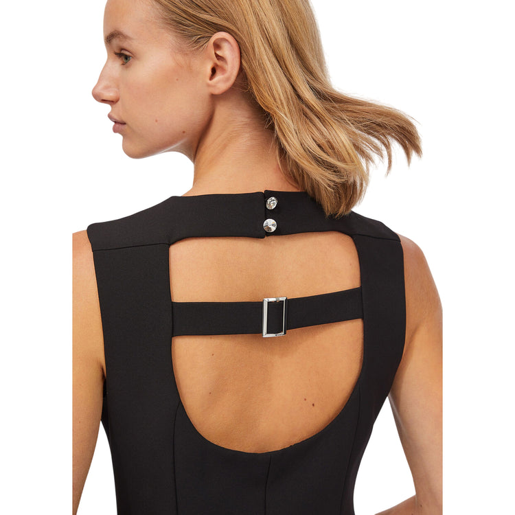 Abito a tubino Donna in cady Nero con spacco dettaglio retro