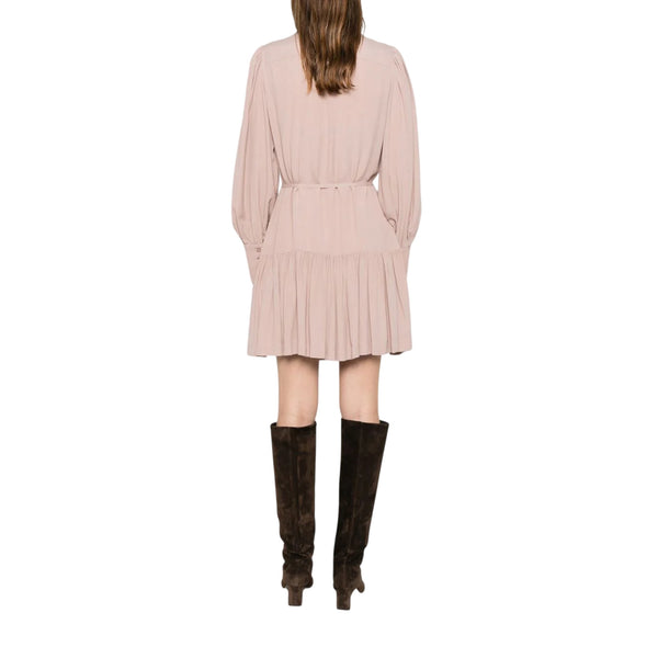 Abito corto Donna con rouches rosa modella retro