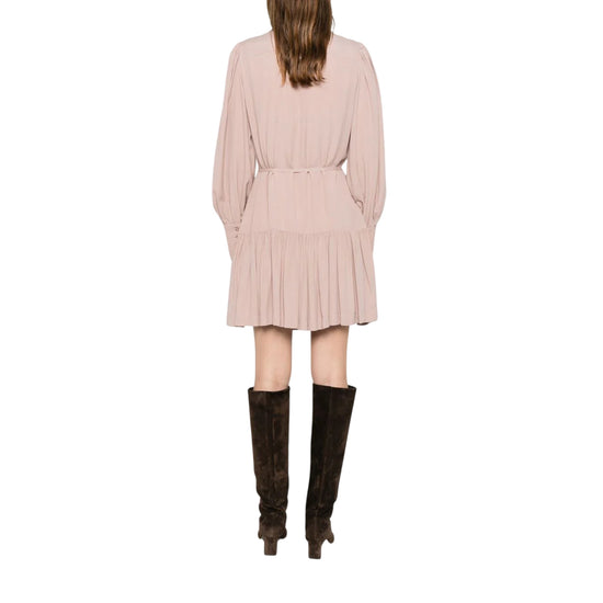 Abito corto Donna con rouches rosa modella retro