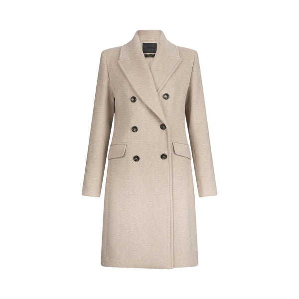 Cappotto Donna doppiopetto in lana beige