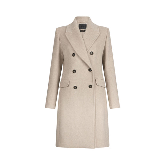 Cappotto Donna doppiopetto in lana beige