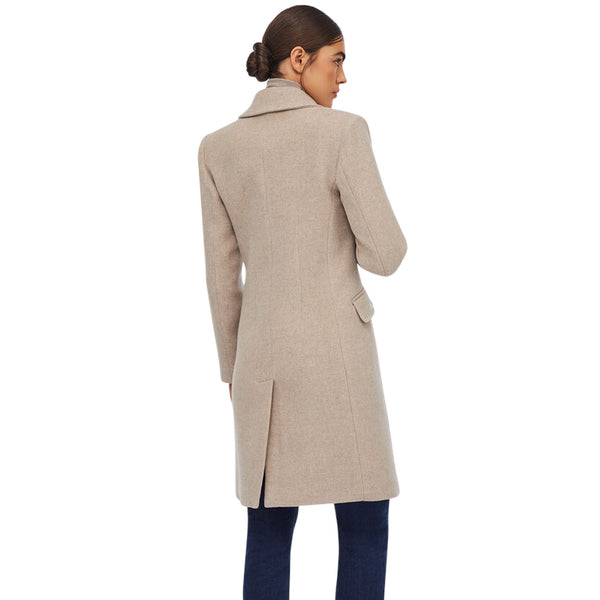 Cappotto Donna doppiopetto in lana beige modella retro