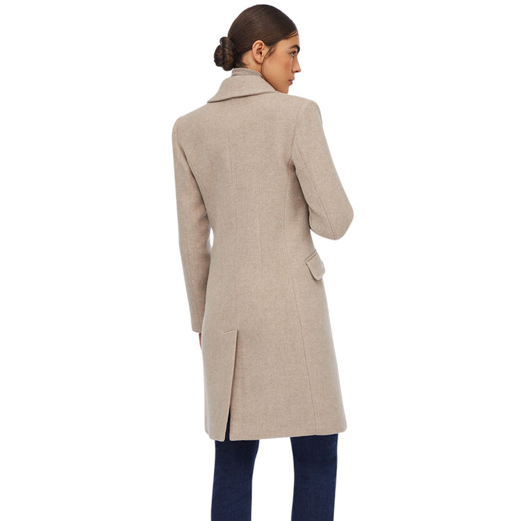 Cappotto Donna doppiopetto in lana beige modella retro