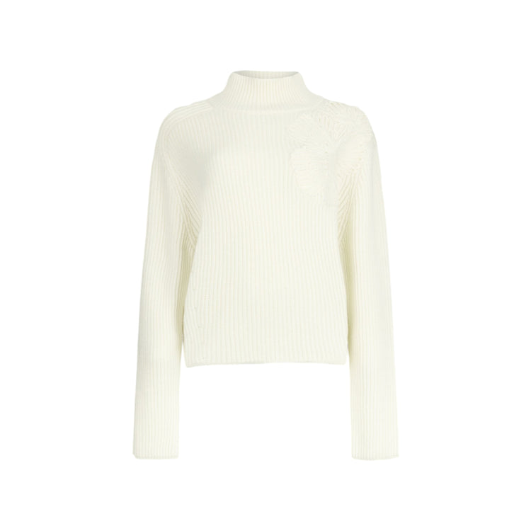 Maglione Donna in misto lana a coste Bianco