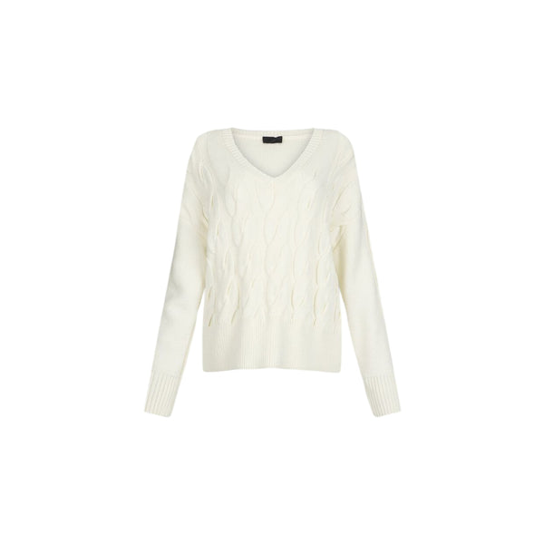 Maglione Donna in lana a trecce Bianco