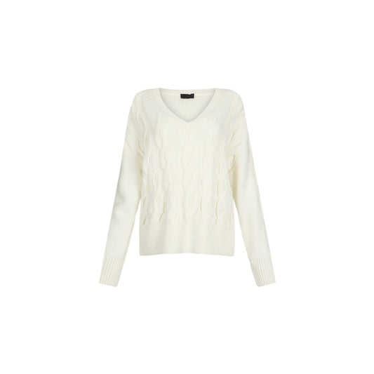 Maglione Donna in lana a trecce Bianco