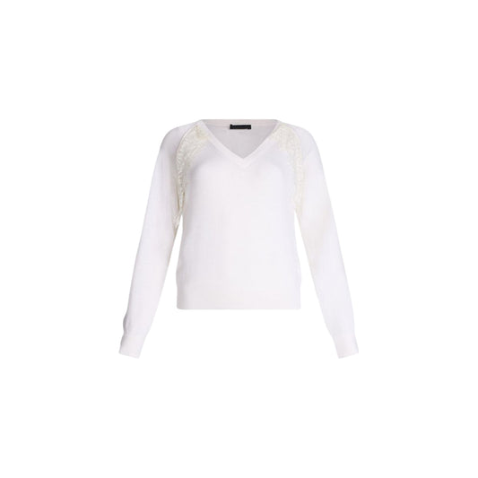 Maglia Donna in lana con pizzo Bianco