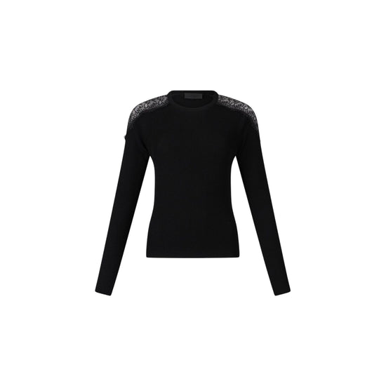 Maglia Donna con dettagli in pizzo Nero
