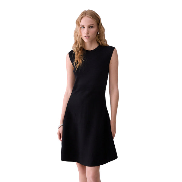 Abito corto Donna con dettaglio pizzo Nero modella frontale